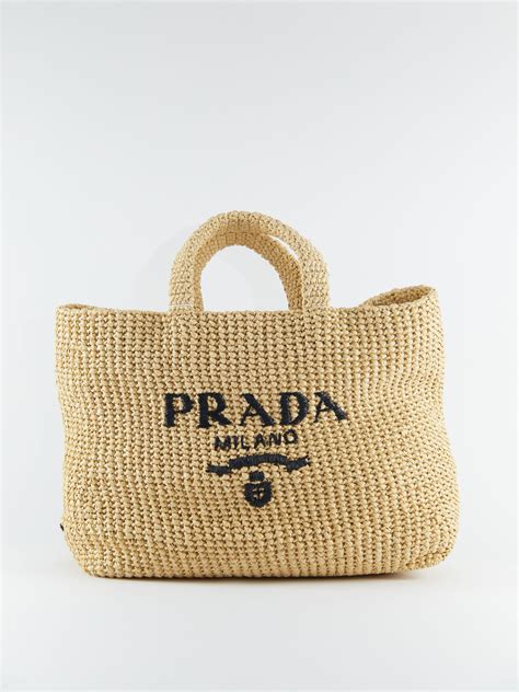 prada large crochet tote bag|Prada large raffia tote.